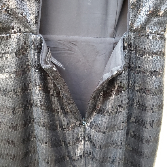 BCBGMaxAzria Black NERA Sequin Open Back Dress -10 - Picture 12 of 16